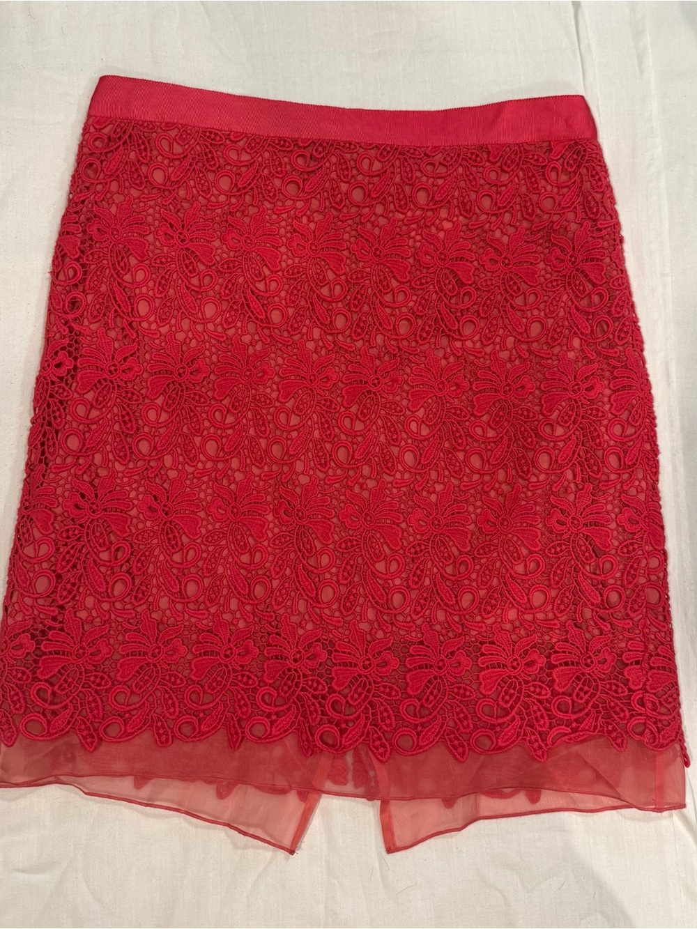 NWT Club Monaco women’s lace overlay skirt pink/red shade size 8